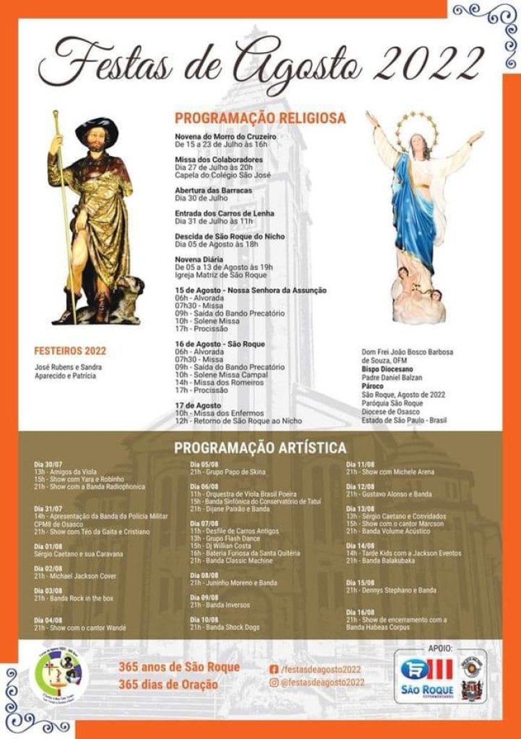 Festa de Agosto de São Roque volta após 2 anos